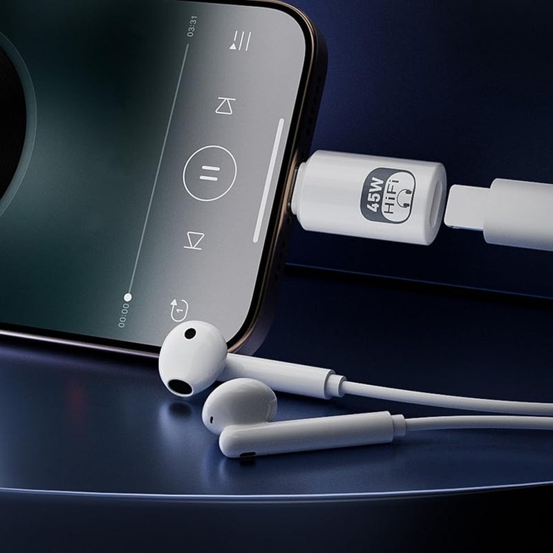محول سريع الشحن أبيض محمول من 8Pin أنثى إلى USB C ذكر مع تحكم حراري للسفر - Image 5